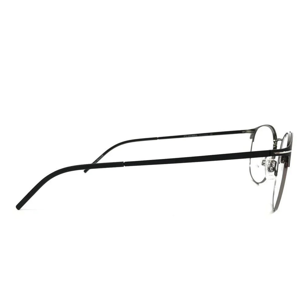 Morel Lightec Eyeglasses Frame 30168L NG07 Black Silver Round Full Rim 50-20-145